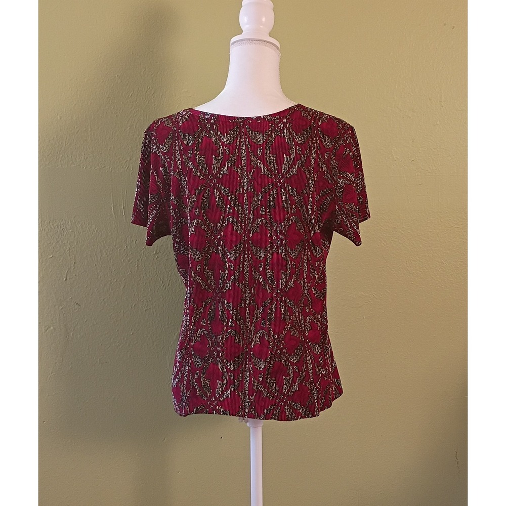 Romantic Dark Goth Cherry Red Polished Tess Comfort Fit Movement Blouse Large - Picture 3 of 4
